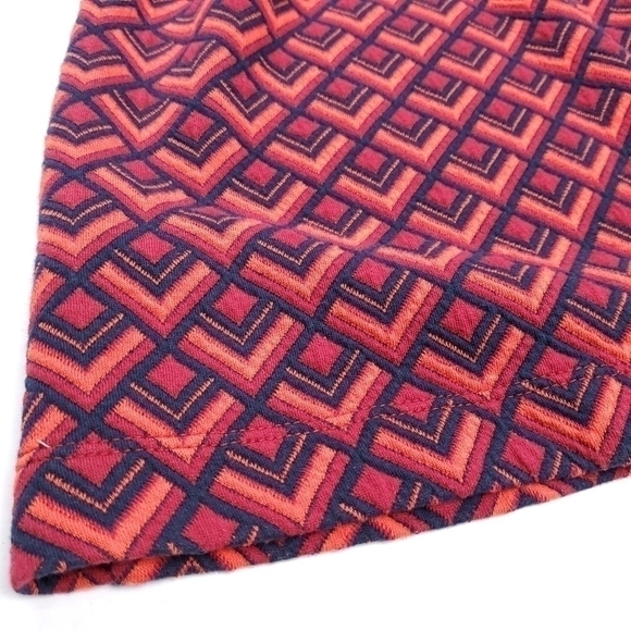 LOFT Medium Navy Red Orange Geodesic Print Dress Size M - Picture 7 of 13